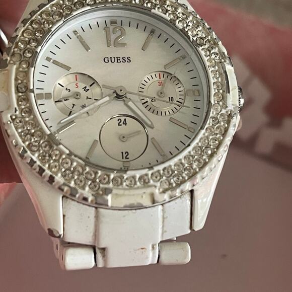 Vintage Y2K Guess Watch white with opalescent face main image 7